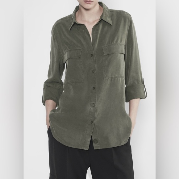 ARITZIA GROUP BABATON Utility Button Down Collar Shirt Light Olive Green Small - Picture 1 of 9